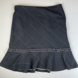 Express Size Medium Waist 32 Black Plaid Flare Short Skirt Stretch Pull On